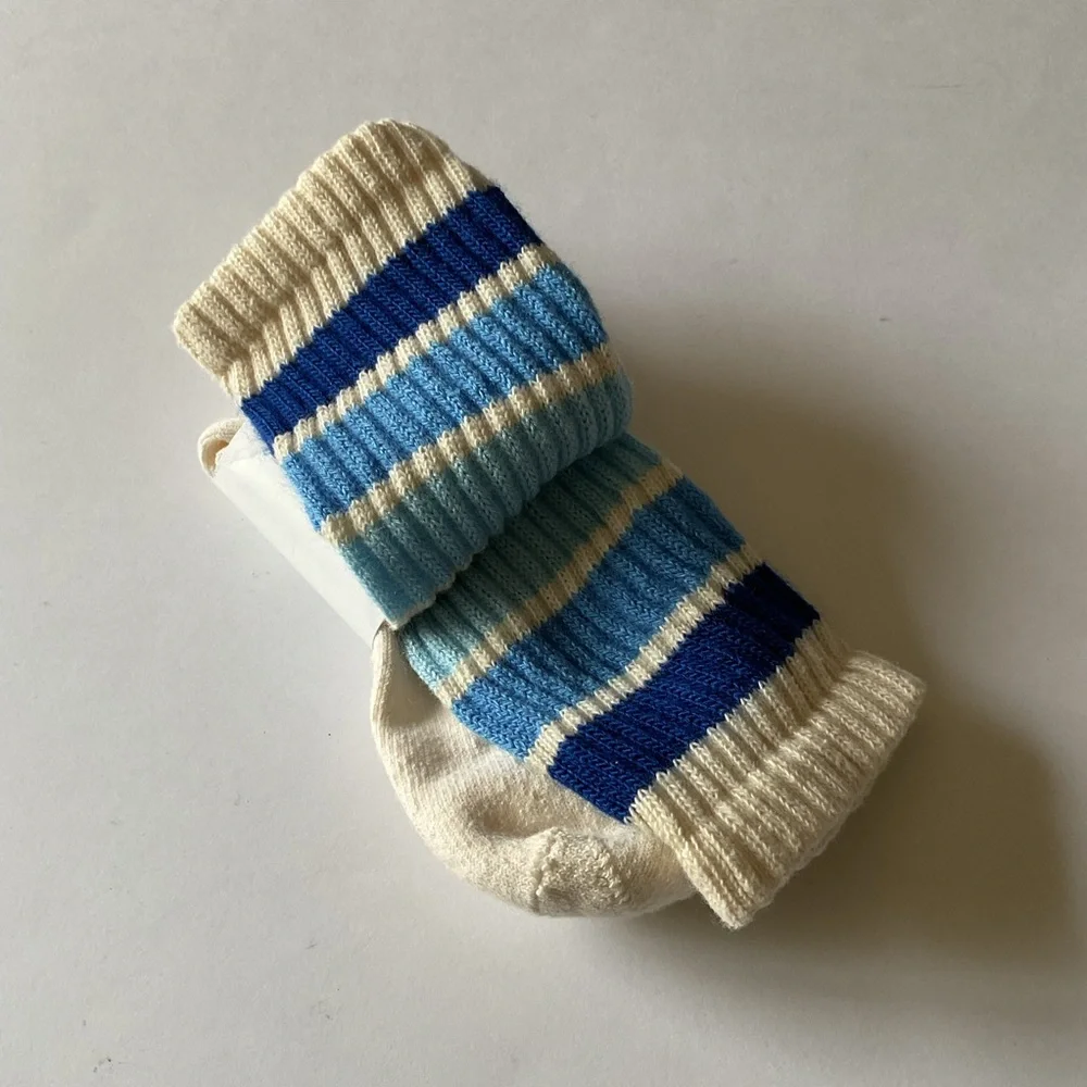 AMERICAN TRENCH RETRO BIRTHDAY STRIPE SOCKS BLUE MULTI OS NWT